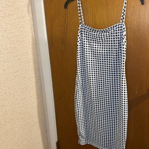 White and black square pattern dress